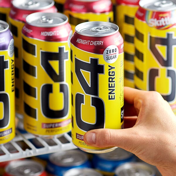 C4 Energy Midnight Cherry Energy Drink 16 fl. oz. Can - 12/Case