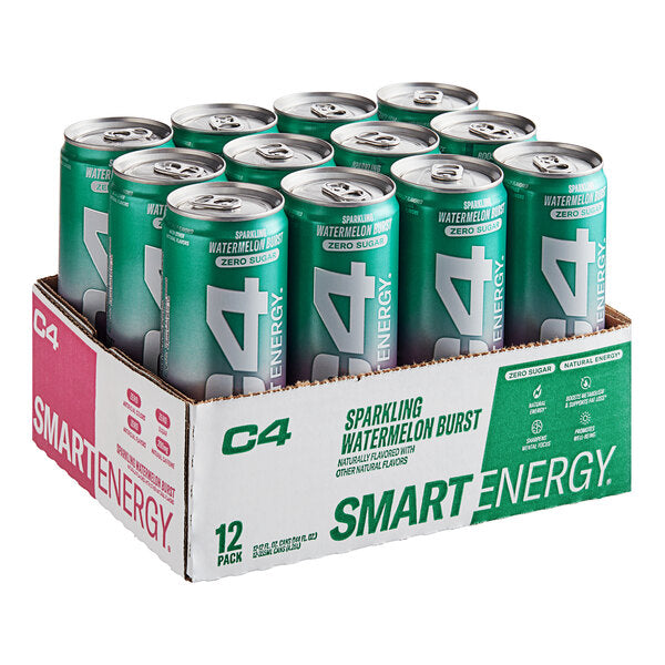 C4 SMART Energy Watermelon Burst Energy Drink 12 fl. oz. Can - 12/Case