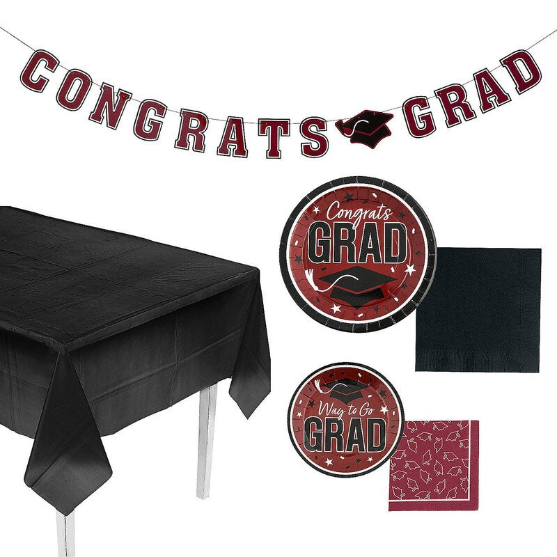 152 Pieces Graduation Party Solid Color Disposable Tableware Kit for 25 Guests
