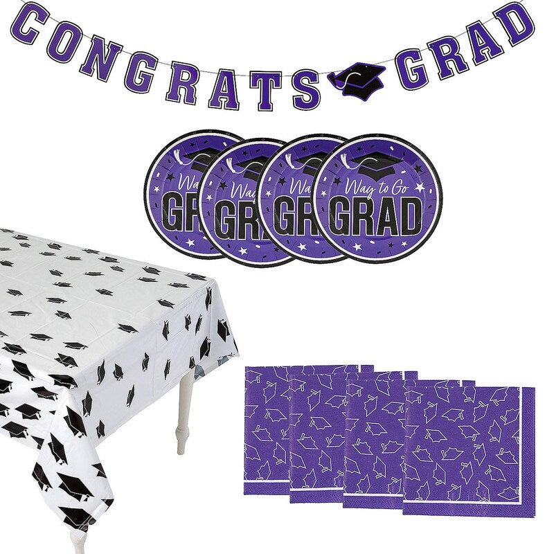 102 Pieces Graduation Party Solid Color Dessert Disposable Tableware Kit for 50 Guests