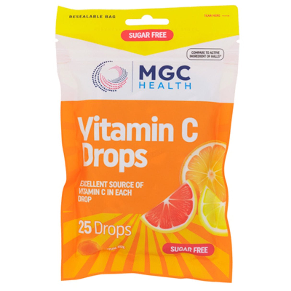 COUGH DROPS 25CT SUGAR FREE VITAMIN C MGC HEALTH