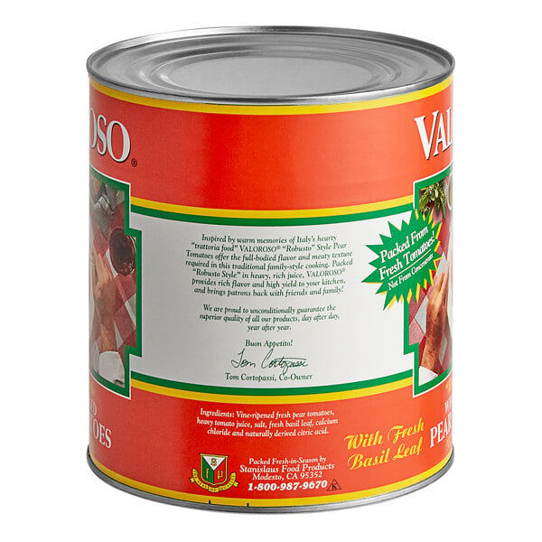 Valoroso #10 Can Whole Peeled Pear Tomatoes - 6/Case