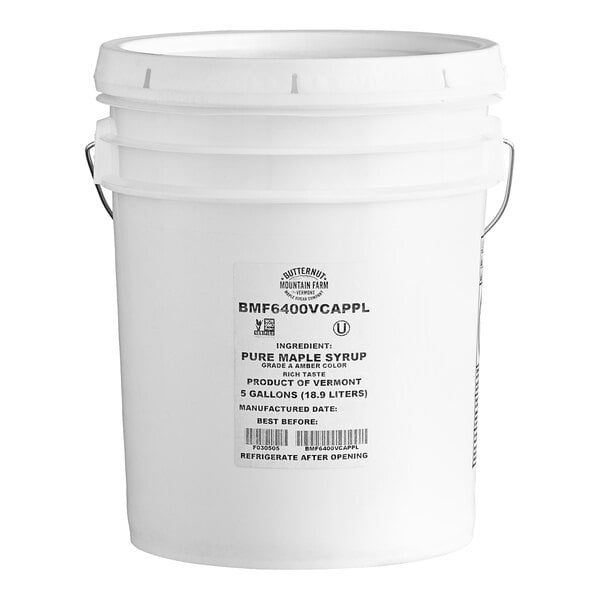 Butternut Mountain Farm Grade A Amber Pure Vermont Maple Syrup 5 Gallon