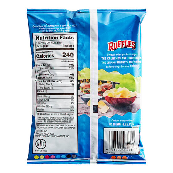 Ruffles Original Ridged Potato Chips 1.5 oz. - 64/Case