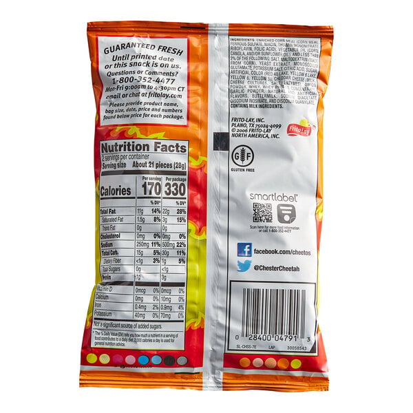 Cheetos Flamin' Hot Crunchy Cheese Flavored Snacks 2 oz. - 64/Case