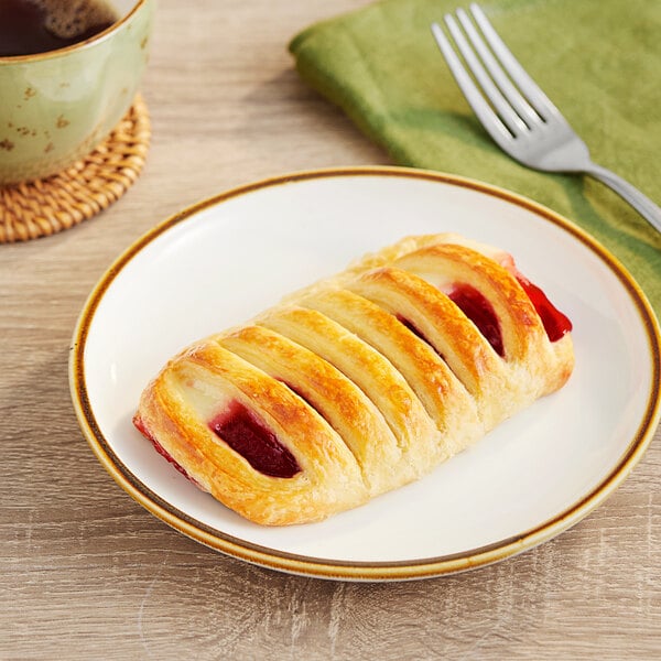 Bridor Ready-to-Bake Cherry Greek Yogurt Danish 4.1 oz. - 60/Case