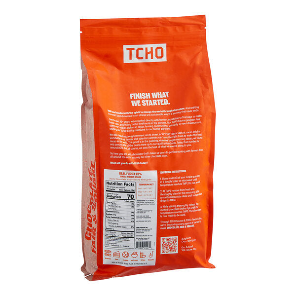 TCHO Real Fudgy 70% Dark Chocolate Hexagons 6.6 lb. - 3/Case