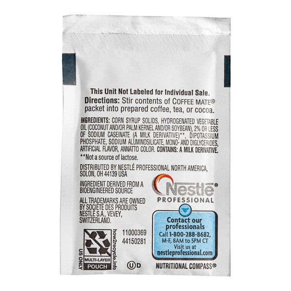 Nestle Coffee-Mate Original Single Serve Non-Dairy Coffee Creamer Packets - 1,000/Case