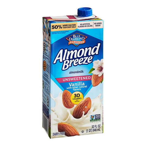 Almond Breeze Unsweetened Vanilla Almond Milk 32 fl. oz. - 12/Case