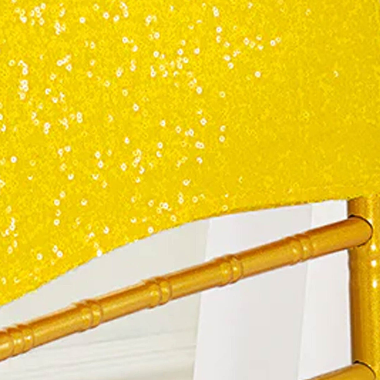 1 Piece Canary Yellow Sequin Spandex Chair Cap 13.5 inch by 10 inch Party Decor