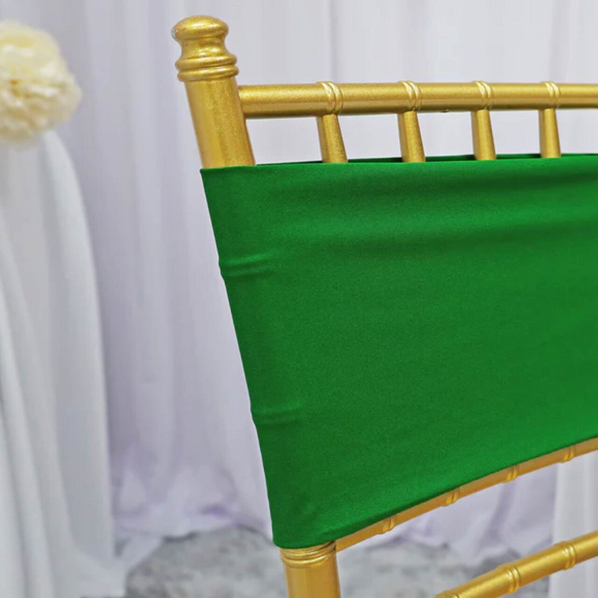 10 Pieces Emerald Green Stretch Spandex Chair Bands 7 x 13 Inches