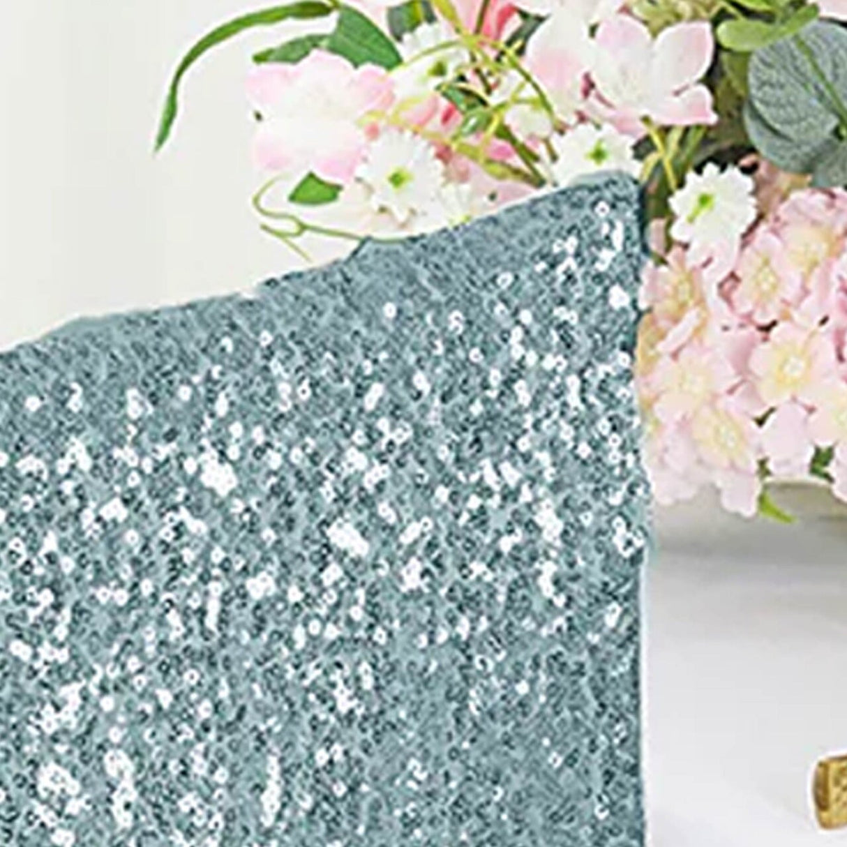 1 Piece Coral Sequin Spandex Chair Cap 13.5 inch by 10 inch Party Decor