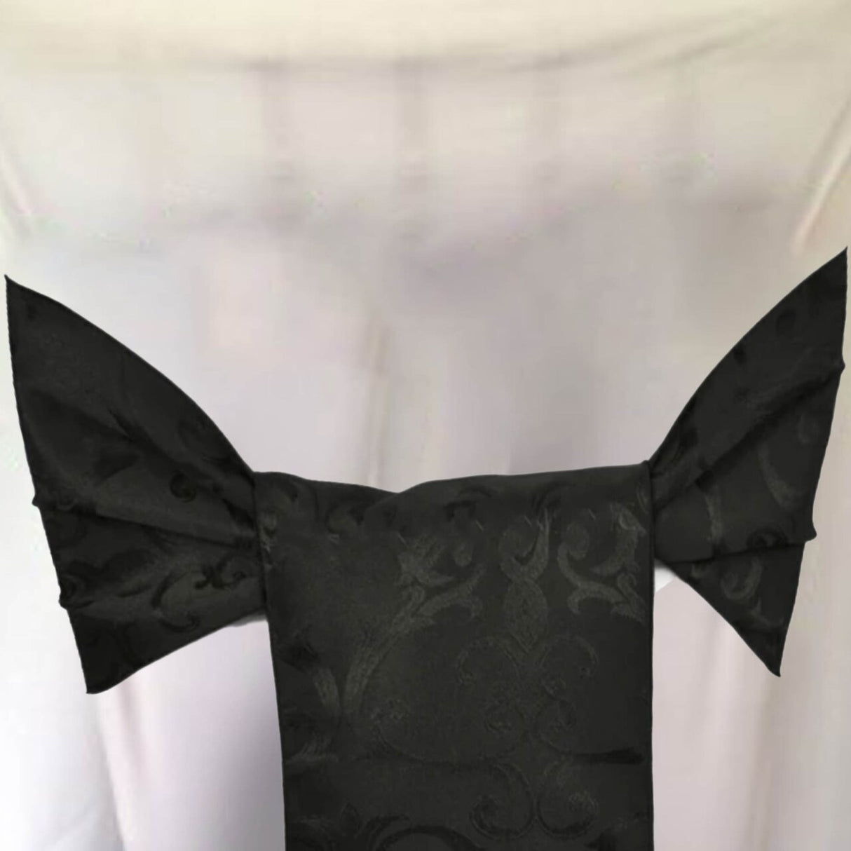 10 Pieces Black Versailles Chopin Damask Jacquard Polyester Chair Sashes 7.5"x108"