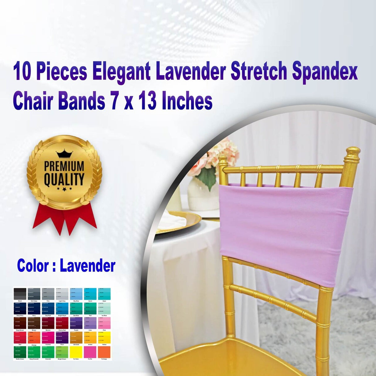 10 Pieces Elegant Lavender Stretch Spandex Chair Bands 7 x 13 Inches