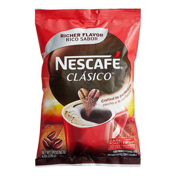 Nescafe Clasico Instant Coffee Pouch 8 oz. - 12/Case