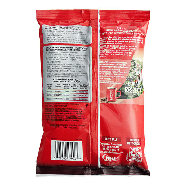 Nescafe Clasico Instant Coffee Pouch 8 oz. - 12/Case