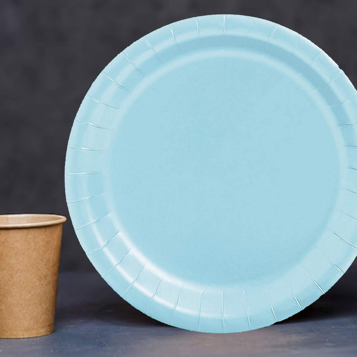 24 Count Light Blue Paper Plates 7 Inch Solid Color Round Dessert Plates for Celebrations