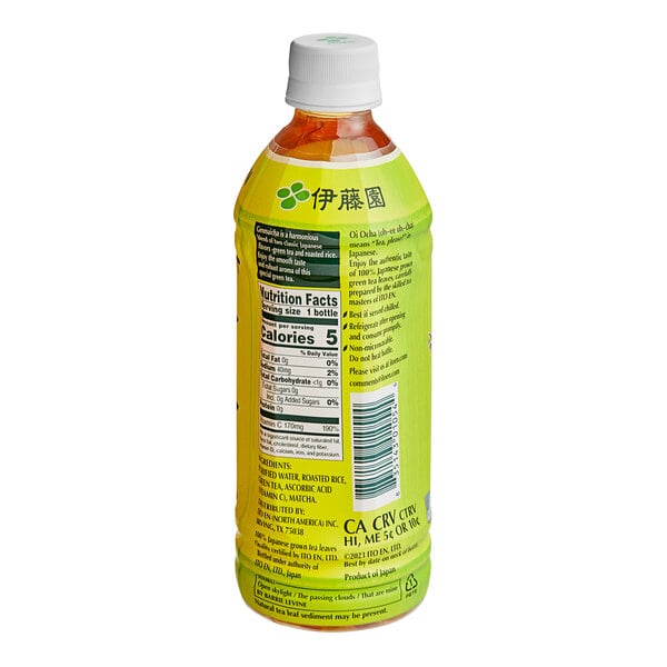 Ito En Oi Ocha Matcha Genmaicha Green Iced Tea 16.9 fl. oz. - 12/Case