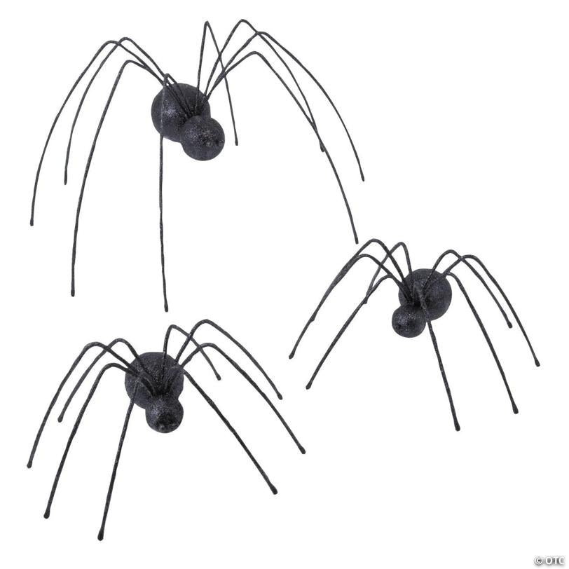 25" Giant Iron Spiders Halloween Decoration - Set of 3
