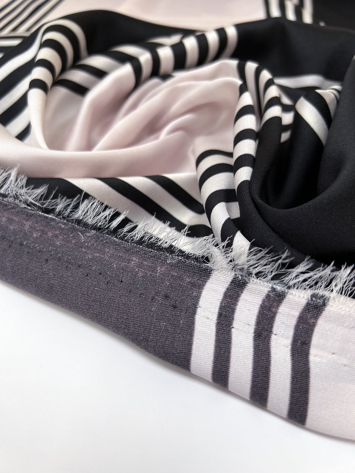 Printed Polyester Sateen Fabric Beige Black