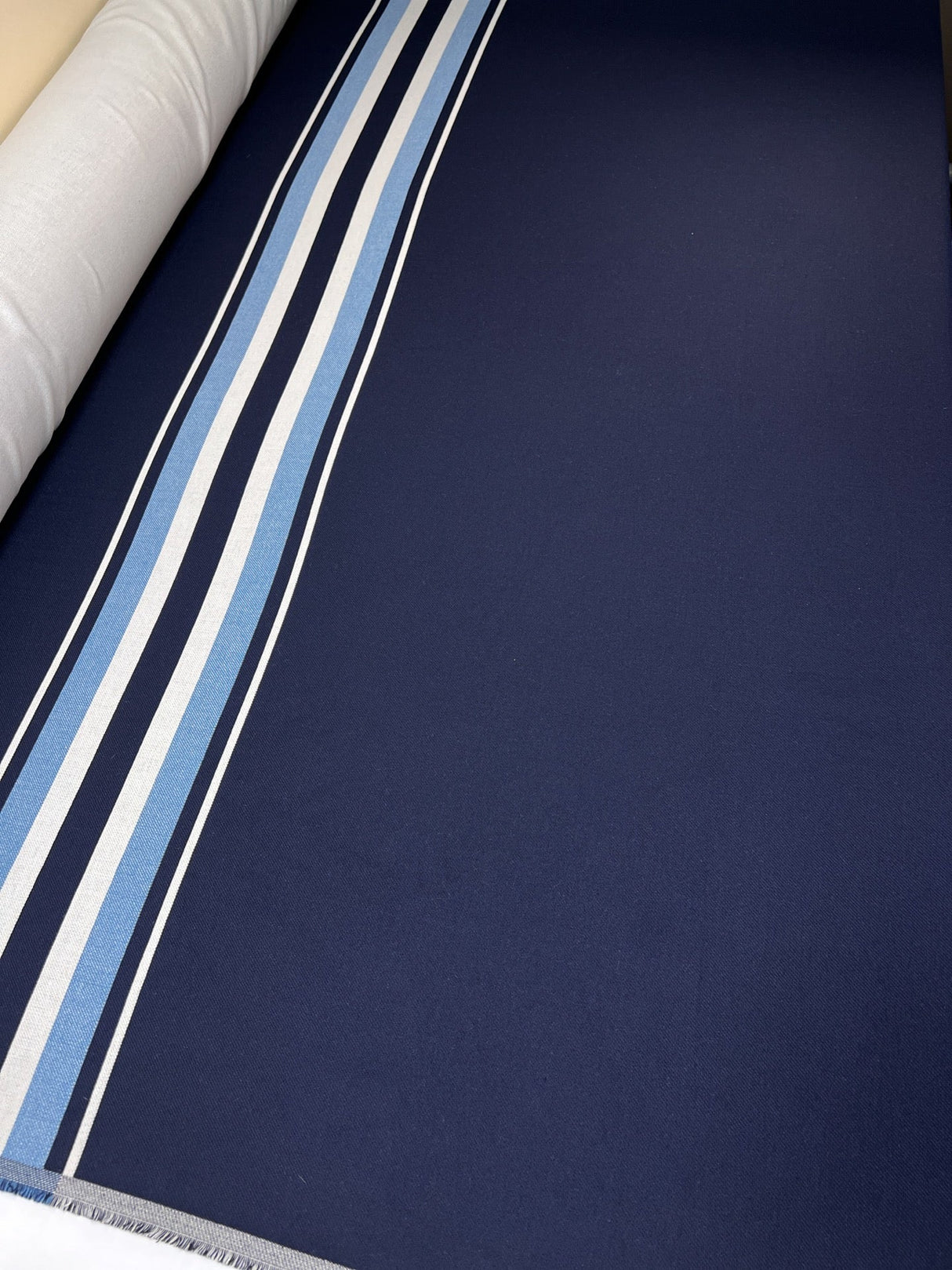 Polyester Blend Twill Striped Blue White