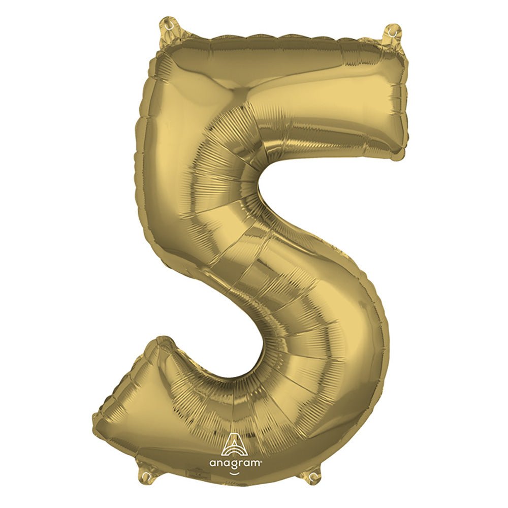 Foil Balloon Number 5 White Gold