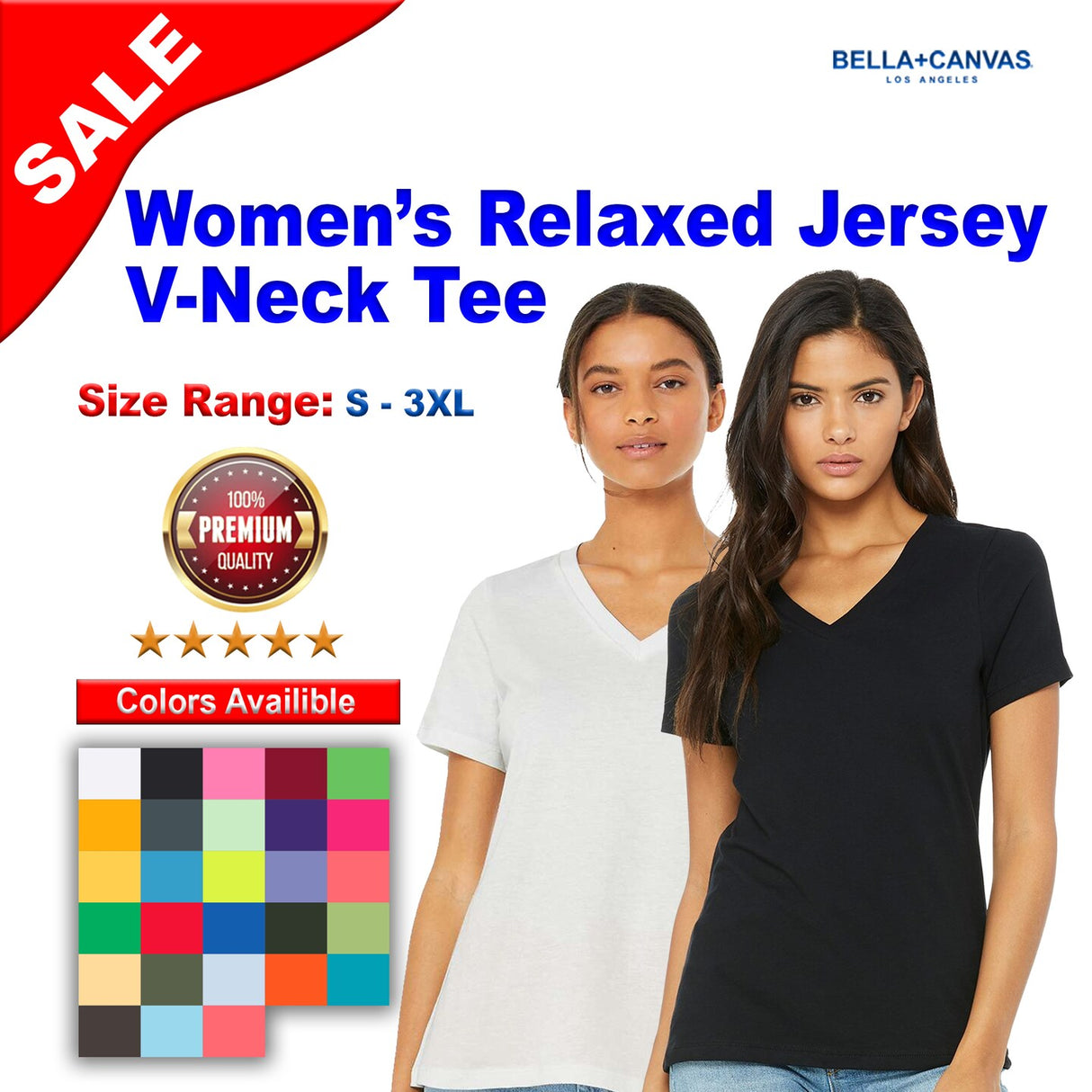 BELLA + CANVAS® Women Relaxed Jersey V Neck Short Sleeve T-Shirt