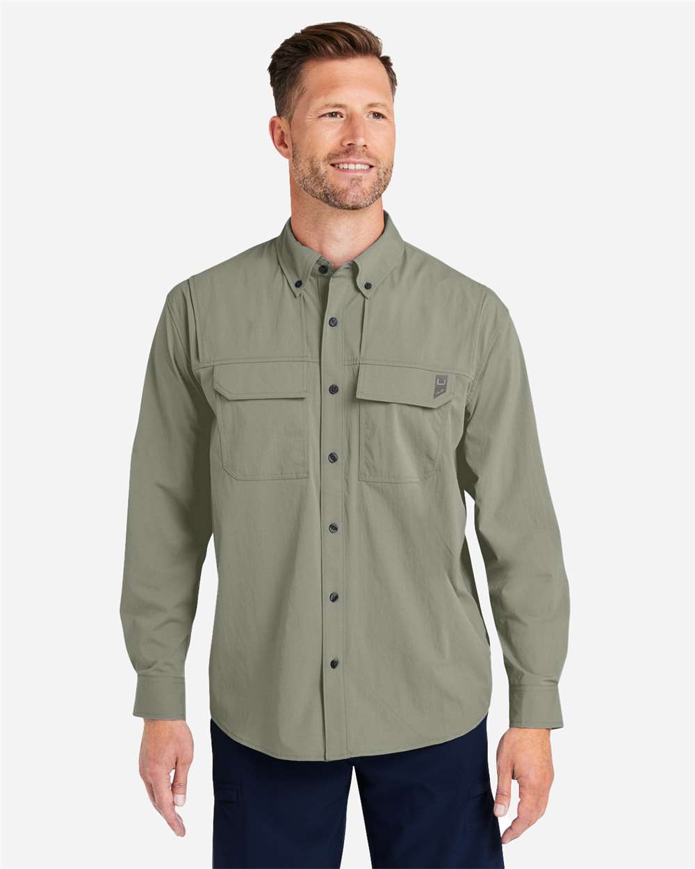 HUK® Men’s Long Sleeve Fishing Shirt with Pockets UPF 30+ Sun Protection & Ventilated Design
