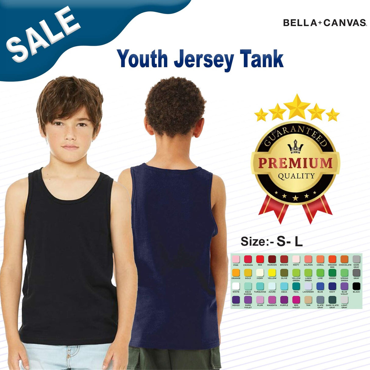 BELLA + CANVAS® Youth Jersey Sleeveless Tank Top - 3480Y