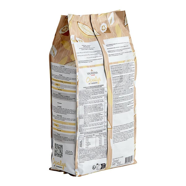 Valrhona Opalys 33% White Chocolate Feve 6.6 lb. - 3/Case
