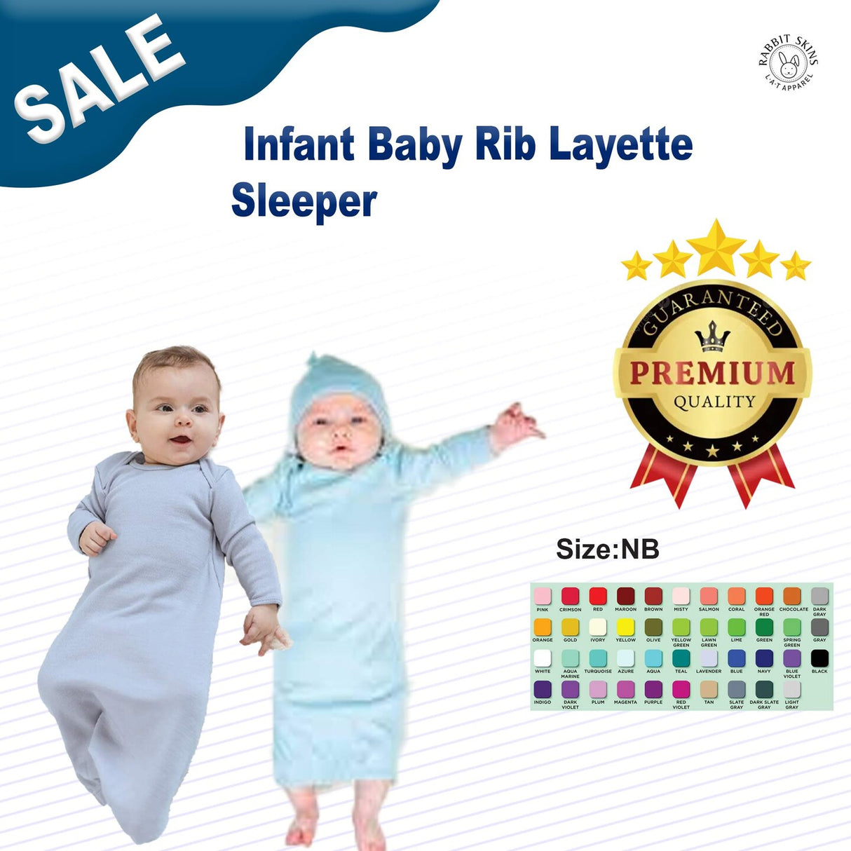 RADYAN® Infant Baby Rib Layette Sleeper