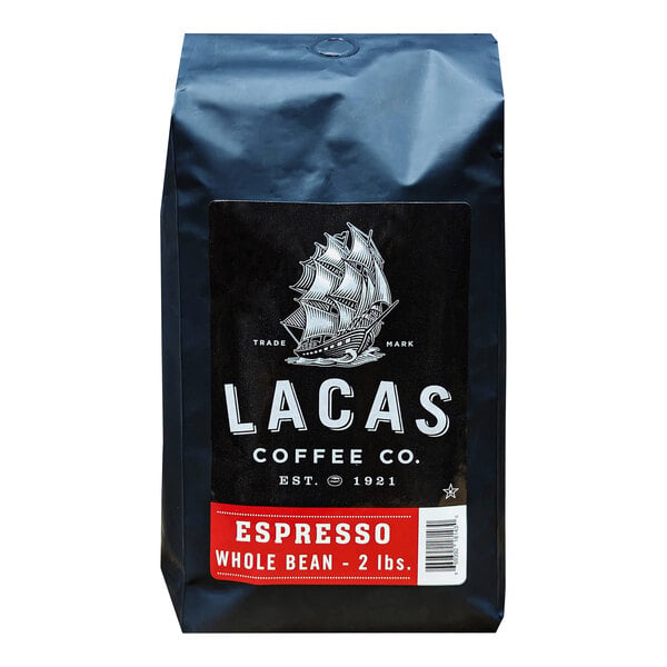 Lacas Coffee Whole Bean Espresso 2 lb. - 4/Case