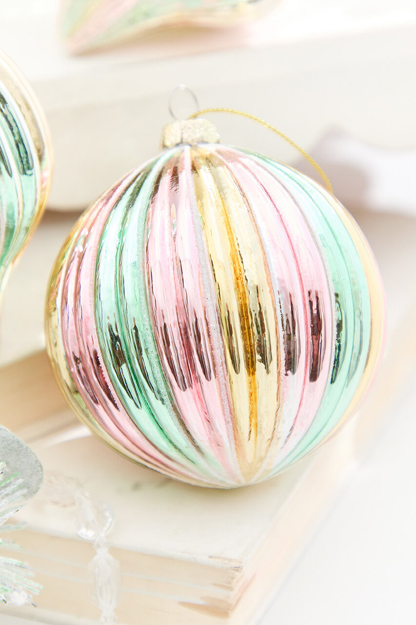 3.5" - 4.5" Iridescent Pastel Glass Ornaments