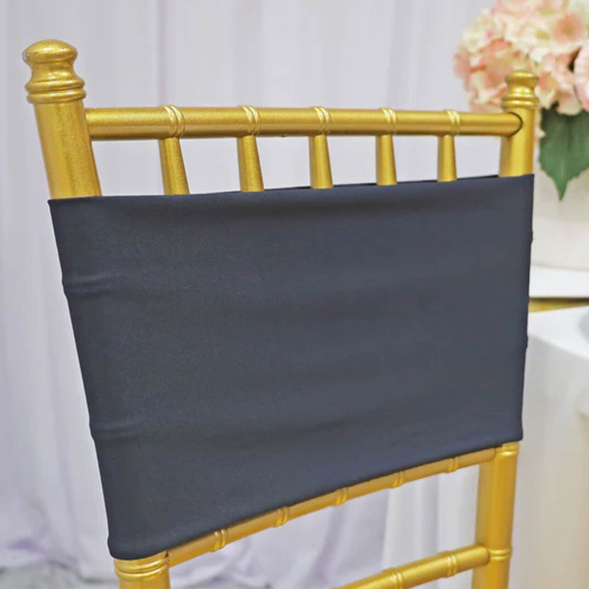 10 Pieces Durable Pewter Or Charcoal Spandex Chair Bands for Banquet Chairs 7 x 13 Inches