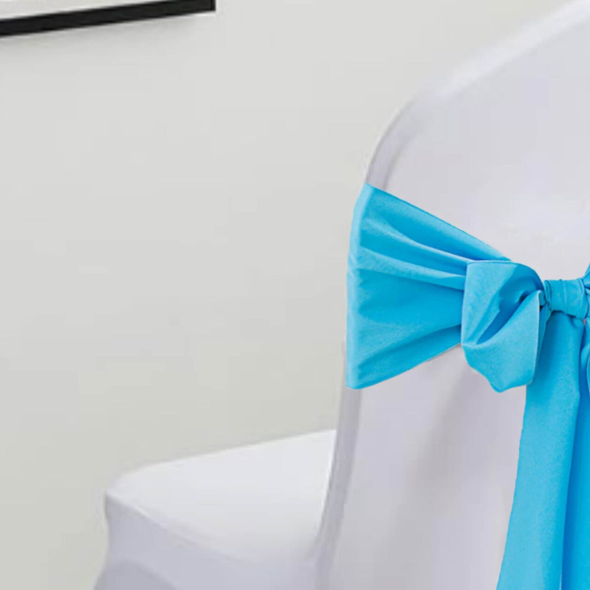 10 Pieces Turquoise Polyester Chair Sashes 8"x108" Wrinkle Resistant Decor