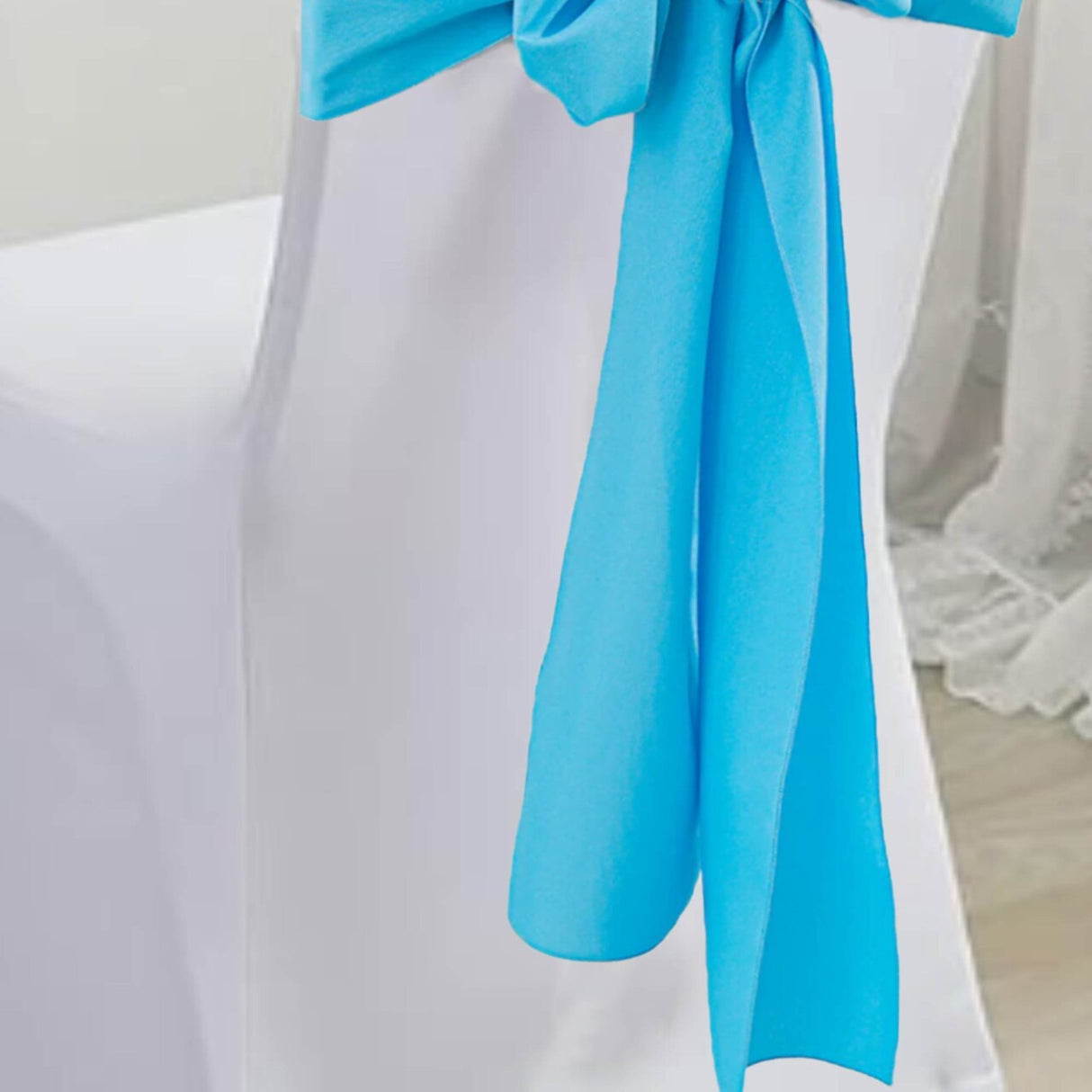 10 Pieces Turquoise Polyester Chair Sashes 8"x108" Wrinkle Resistant Decor