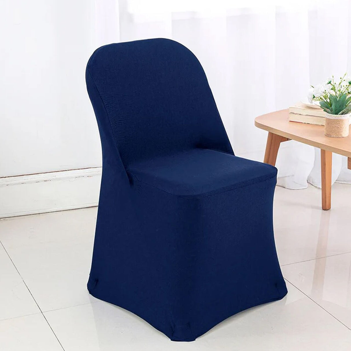 1 Piece Navy Blue Stretch Spandex Chair Cover for Classic Folding Seating