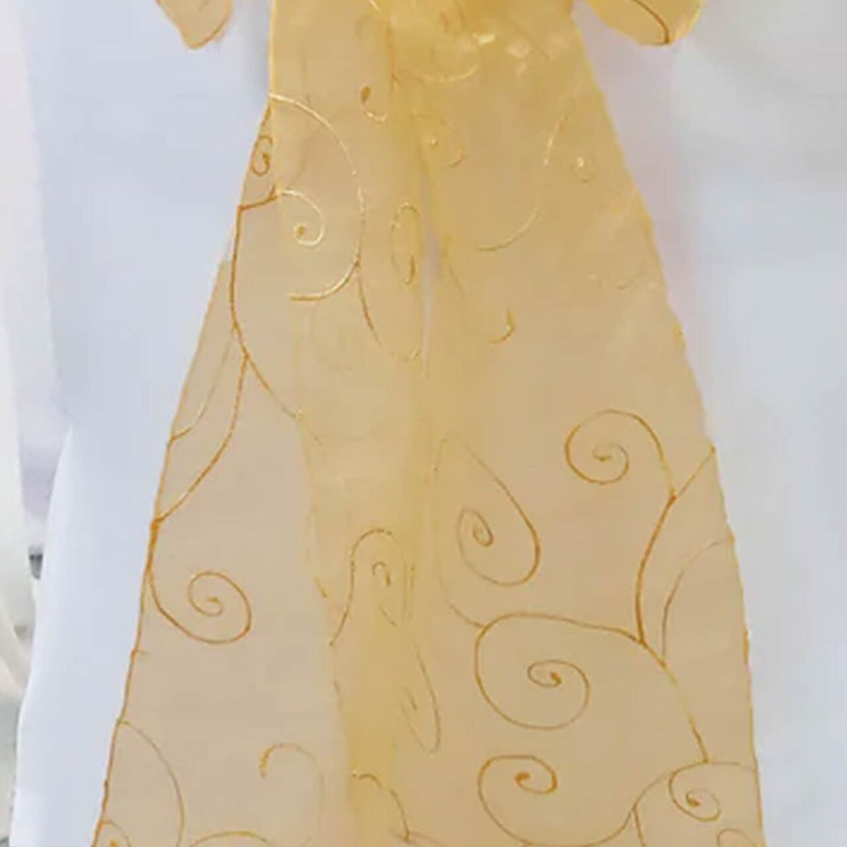 10 Pieces Gold Embroidered Organza Chair Sashes Elegant Sheer Chair Bows 8"x108"