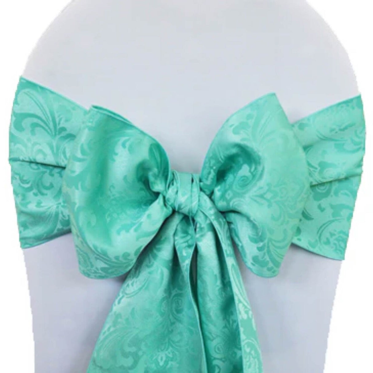 10 Pieces Tiff Blue Or AquaBlue Floral Damask Jacquard Chair Sashes 7.5 x 108 Inches