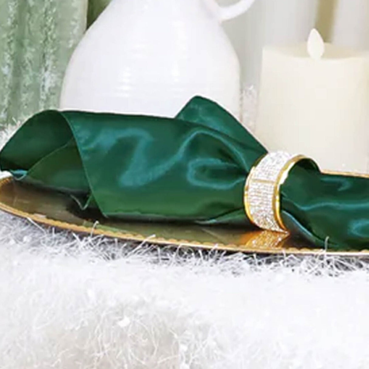 10 Pieces Hunter Green Ruffled Spandex Chair Bands for Classic Event Decor 8x13 inches