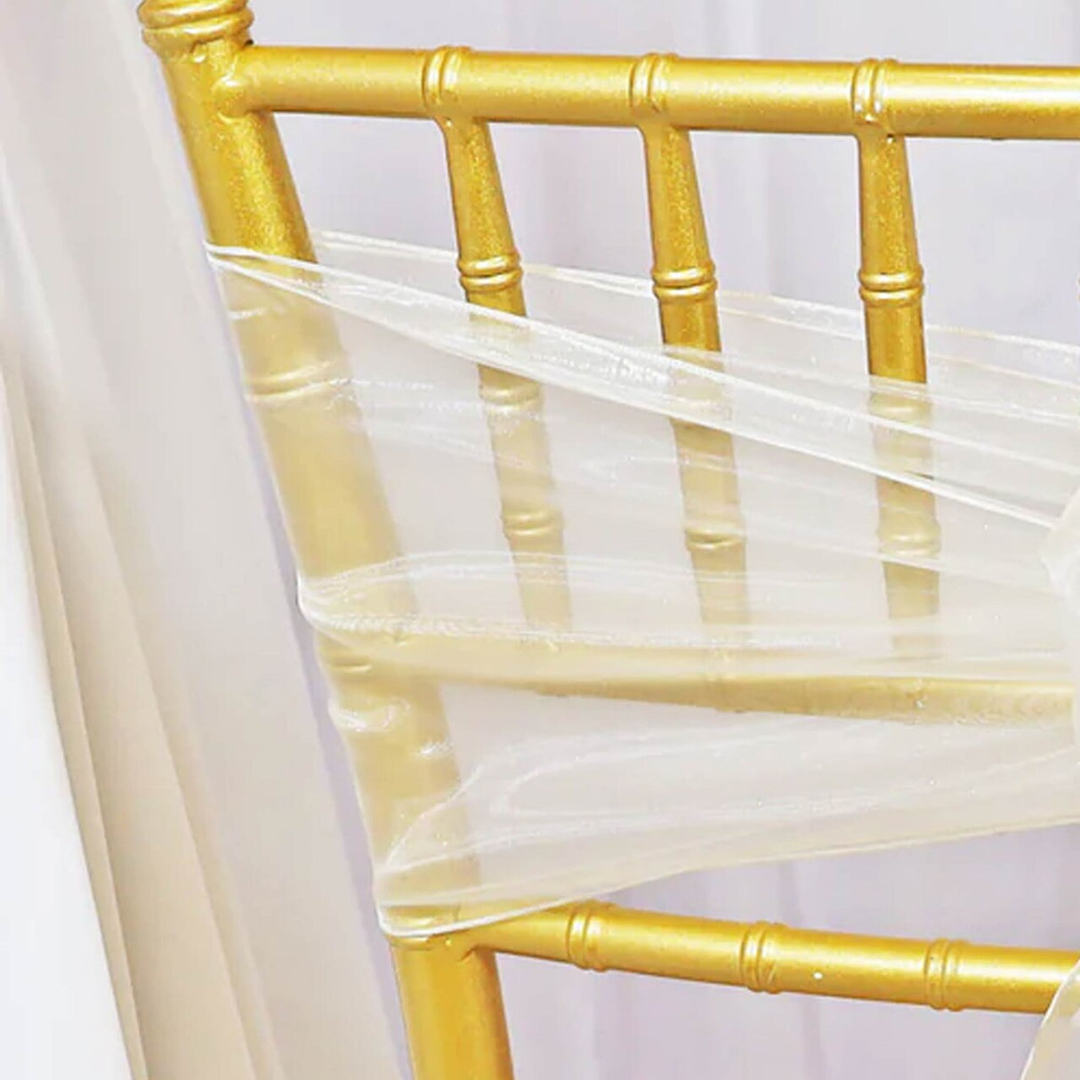 10 Pieces Ivory Organza Chair Sashes 8"x108" Sheer Elegant Wedding & Event Decor