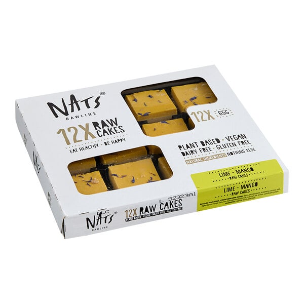 Nats Rawline Plant-Based Vegan Lime and Mango Raw Cake Square 2.3 oz. - 12/Case
