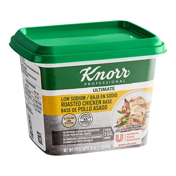 Knorr 1 lb. 095 Low Sodium Chicken Bouillon Base - 12/Case