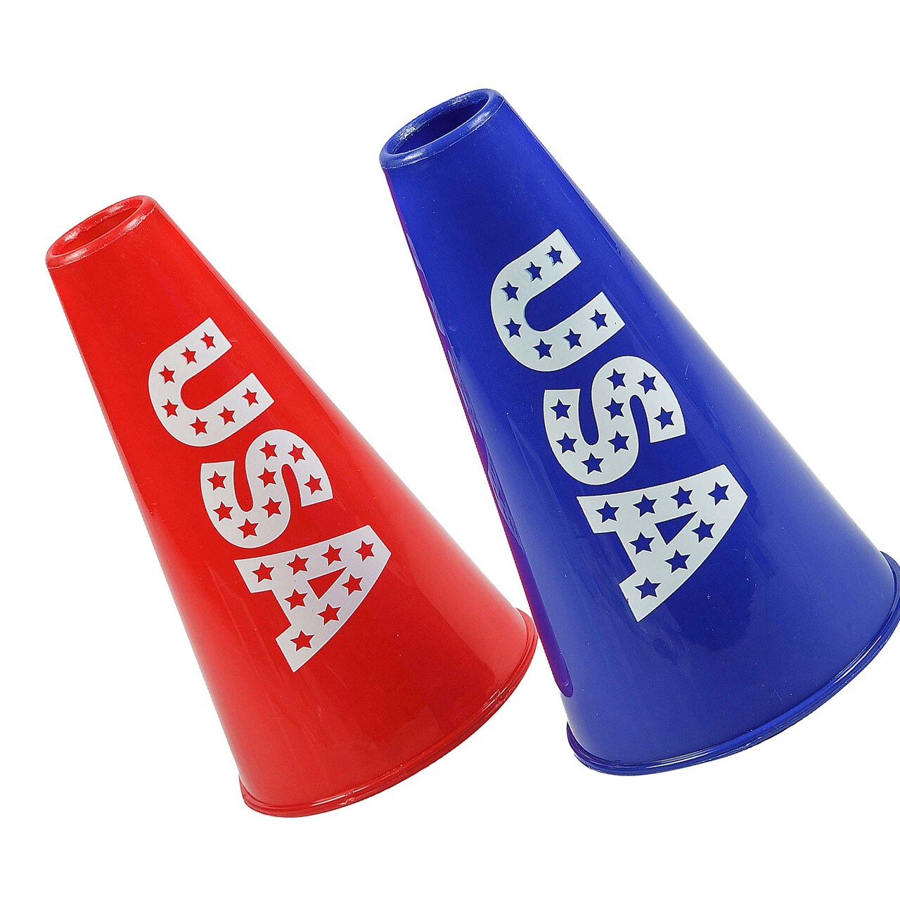 4 3/4" x 8" Patriotic USA Red & Blue Plastic Megaphones 12 Pieces