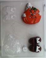 Ghost Behind Pumpkin in Shoes Chocolate Mold