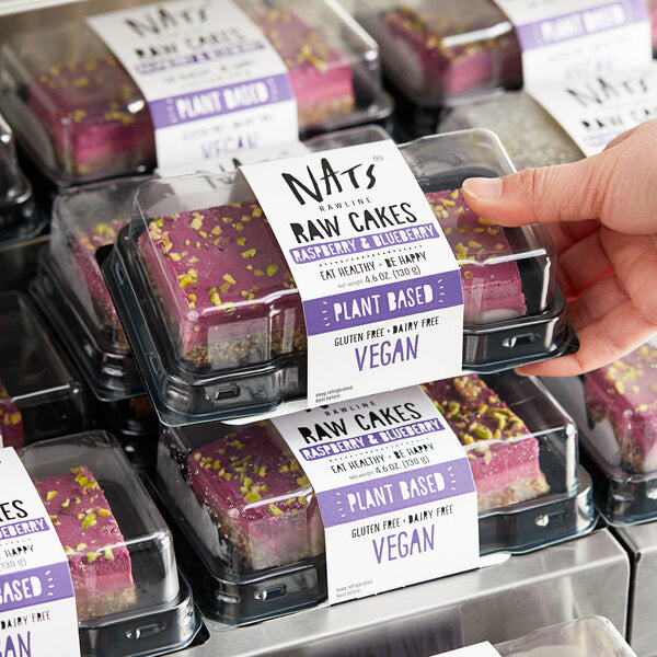 Nats Rawline Plant-Based Vegan Raspberry and Blueberry Raw Cake Square Duo Pack 4.6 oz. - 12/Case