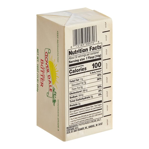 Clover Dale 1 Lb. Salted Grade A Butter Solid - 36/Case
