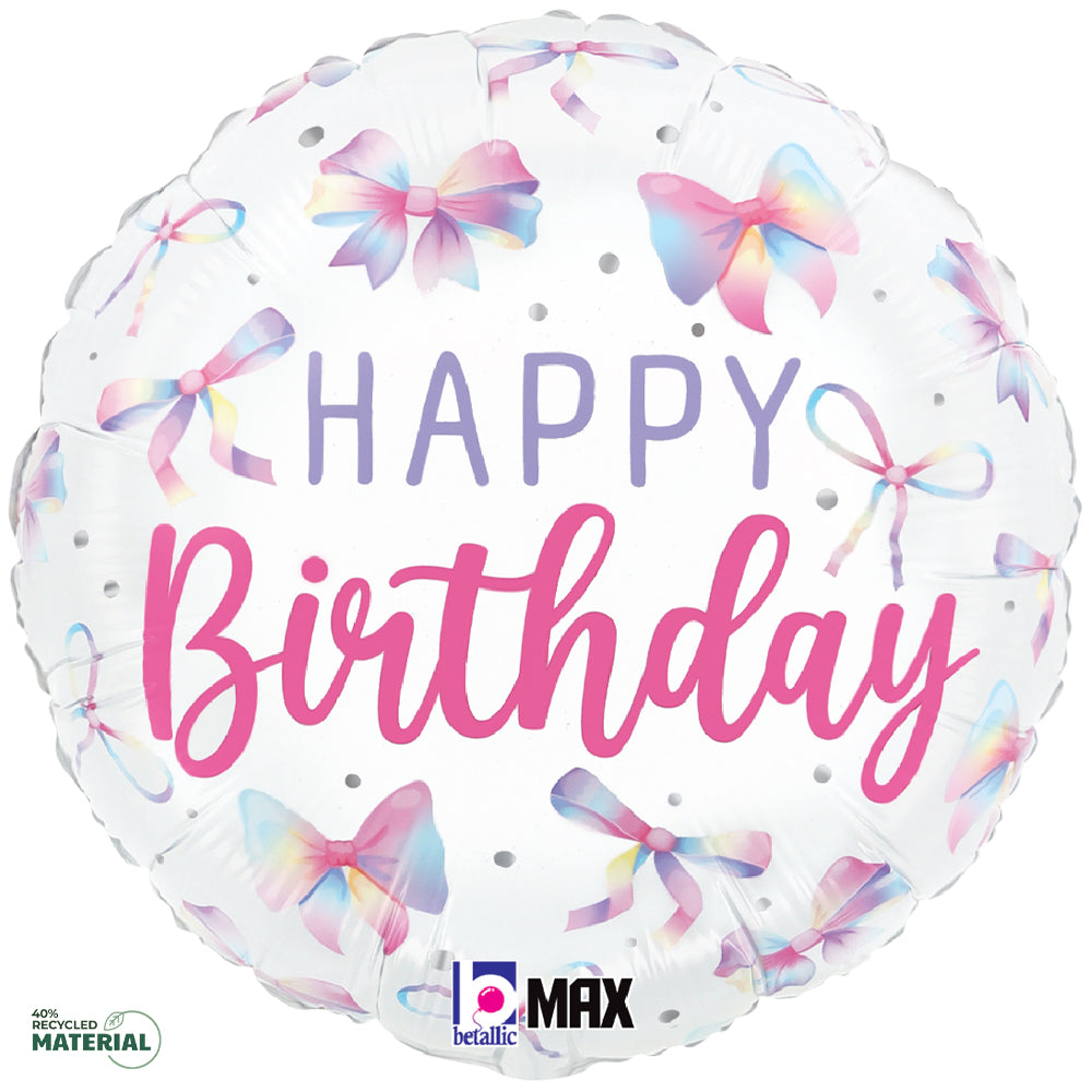 Birthday Foil Balloon Multicolor Bow