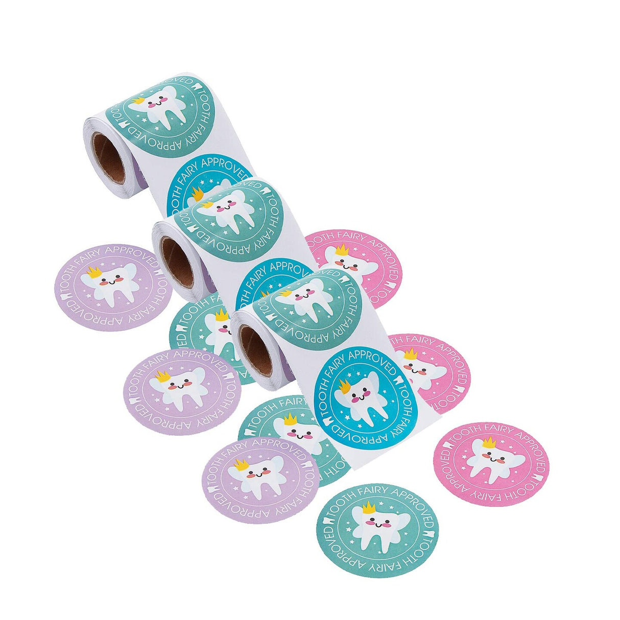 2 1/2" Official Tooth Fairy Seal Sticker Roll 100 Pc