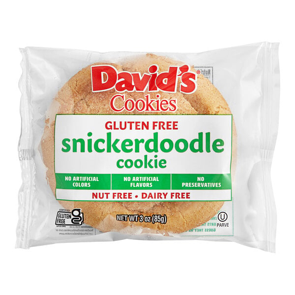 David's Cookies 3 oz. Gluten-Free Individually-Wrapped Snickerdoodle Cookie - 24/Case